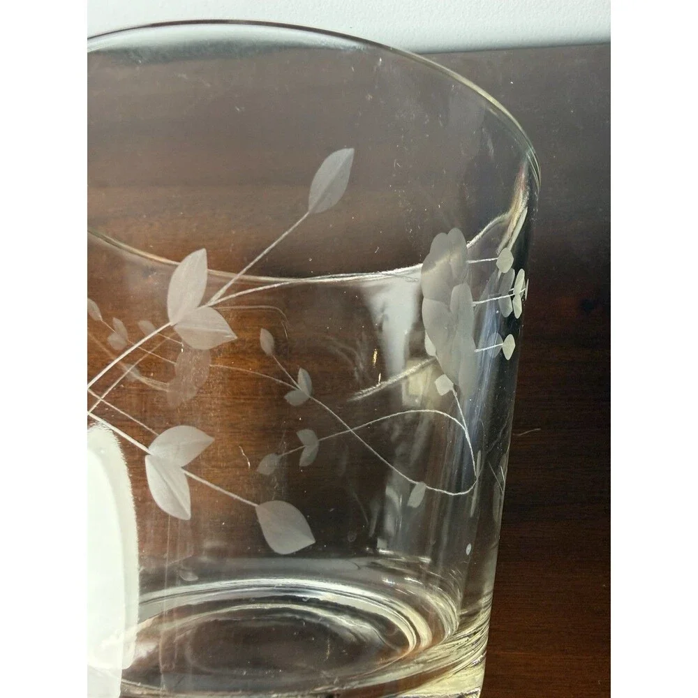Vintage Princess House Heritage Crystal Ice Bucket Etched Flowers